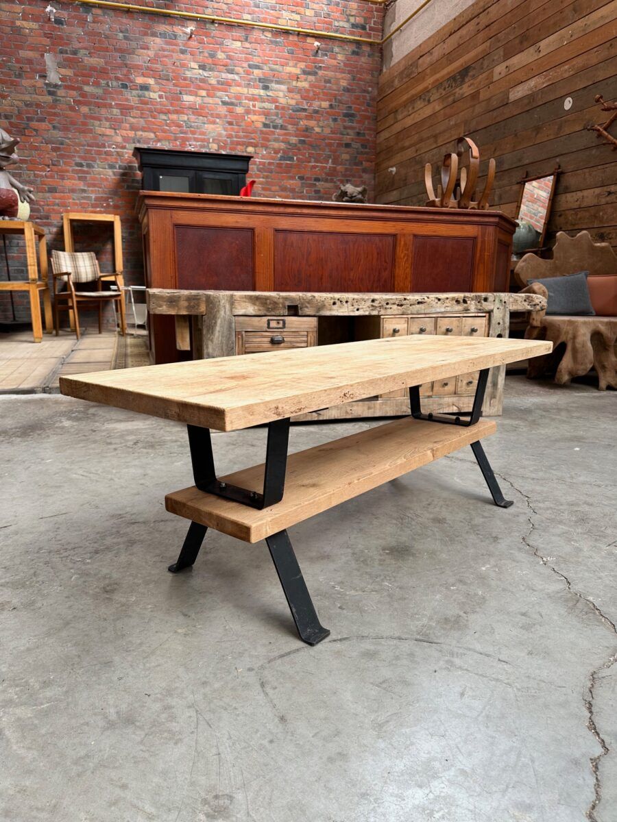 Table basse bois et fer forgé