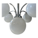 Lustre moderniste art déco, métal chromé et opaline, France 1930