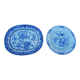 1 dish 1 plate ancient Chinese porcelain white blue