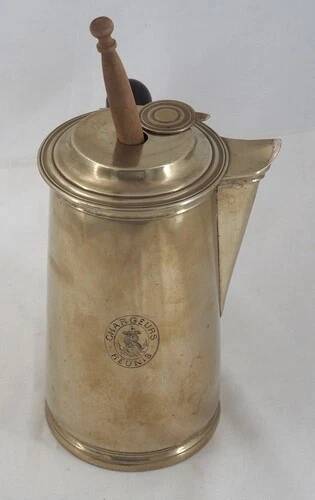 Christofle large chocolate pot marked with the shipping company Chargeurs Réunis.