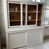 Library showcase ivory white sliding doors