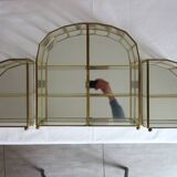 Ensemble de 3 vitrines laiton doré, verre, miroir années 60
