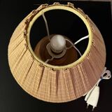 Lampe boule bois massif avec abat jour