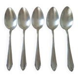 Set of 5 large silver metal spoons