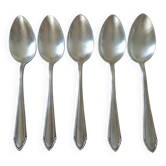 Set of 5 large silver metal spoons