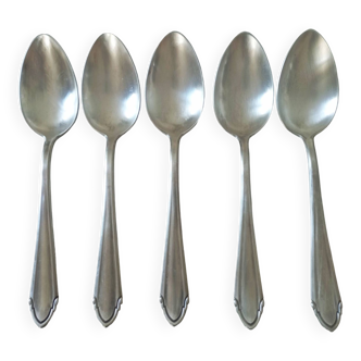 Set of 5 large silver metal spoons