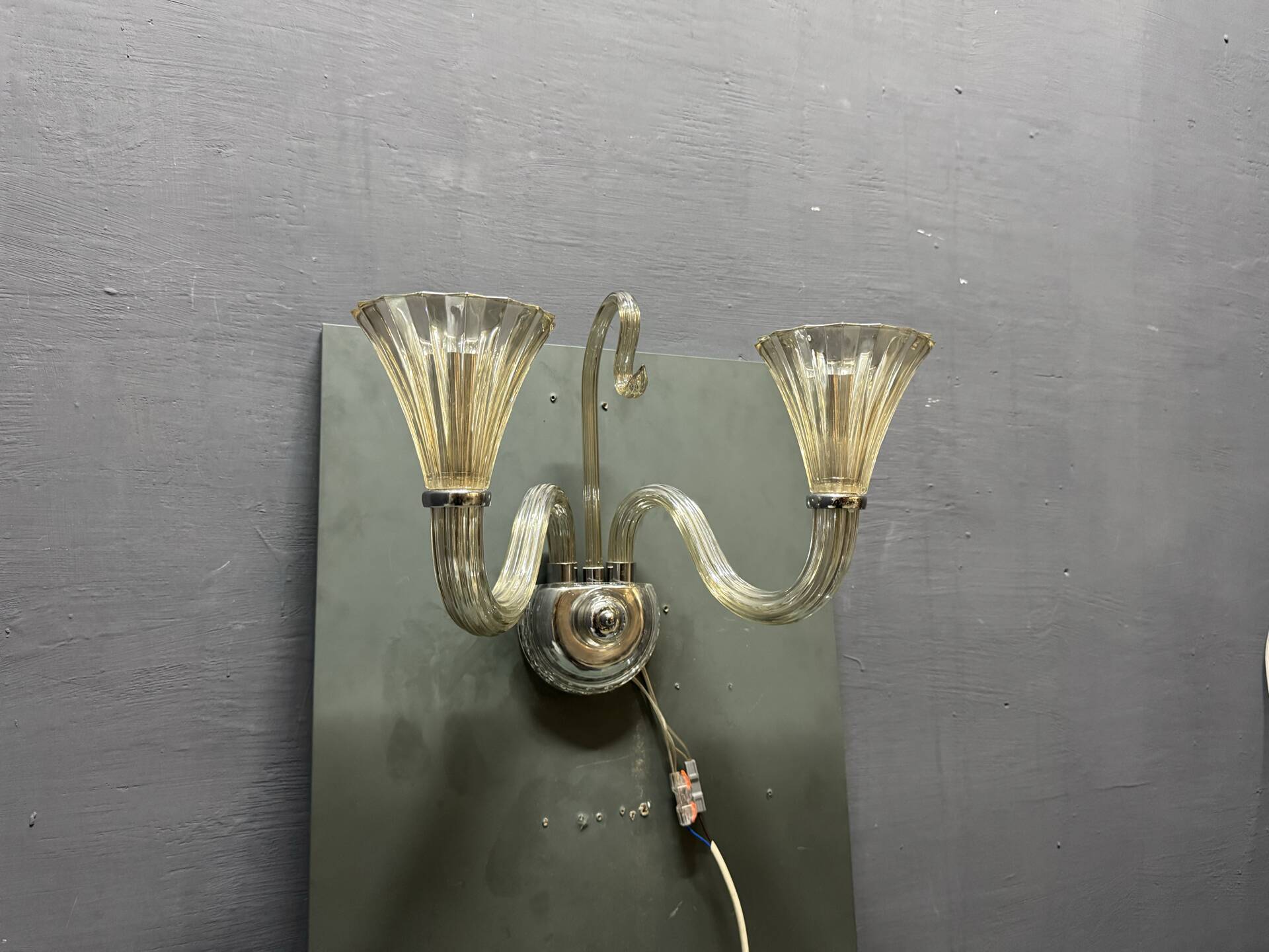 Set of 3 Murano Glass Barovier Sconces 