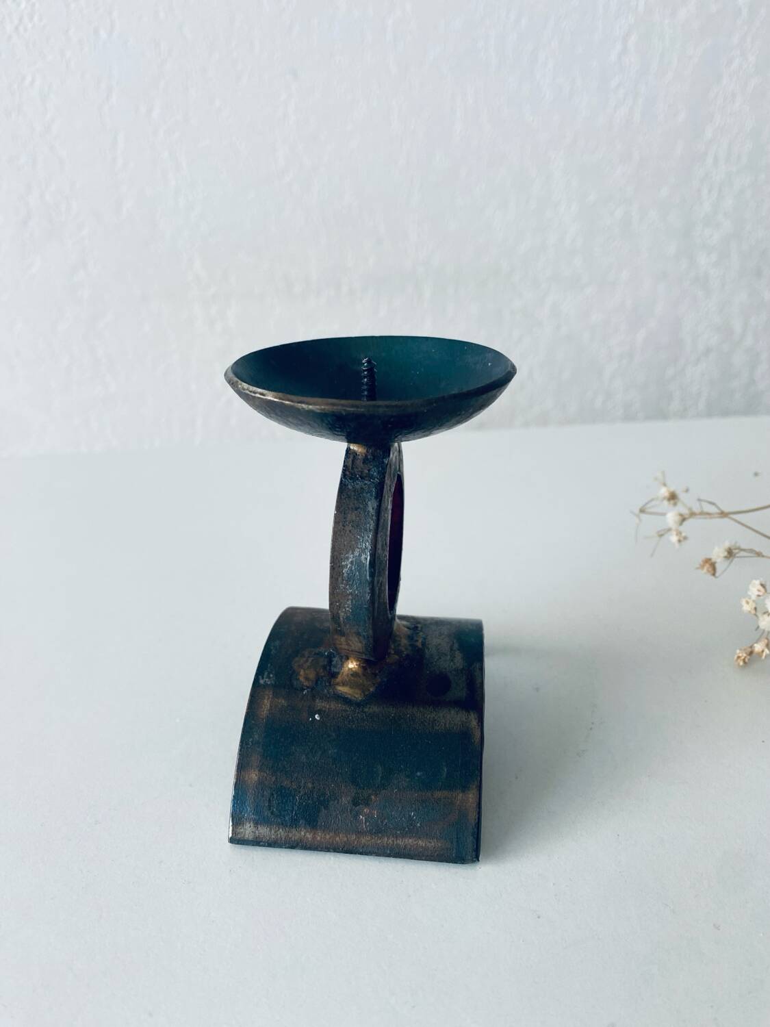 Monastic iron candle holder signed Taizé