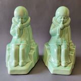 Pair of Art Deco Ceramic Bookends Louis Fontinelle 1886 - 1964