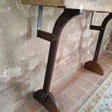 Oak and cast iron console, unique piece.