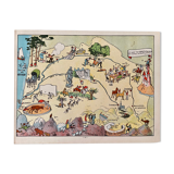 Old illustrated map of Gascony Béarn Basque Country 1927 - JP Pinchon