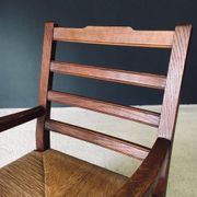 Rustic Oak & Rush Armchair, France, 1930s