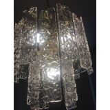 Contemporary Murano Glass "Hammer Listello" Chandelier With Gold Metal Frame