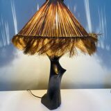 Black glazed ceramic lamp in the shape of a woman attributed to Jacques Bli