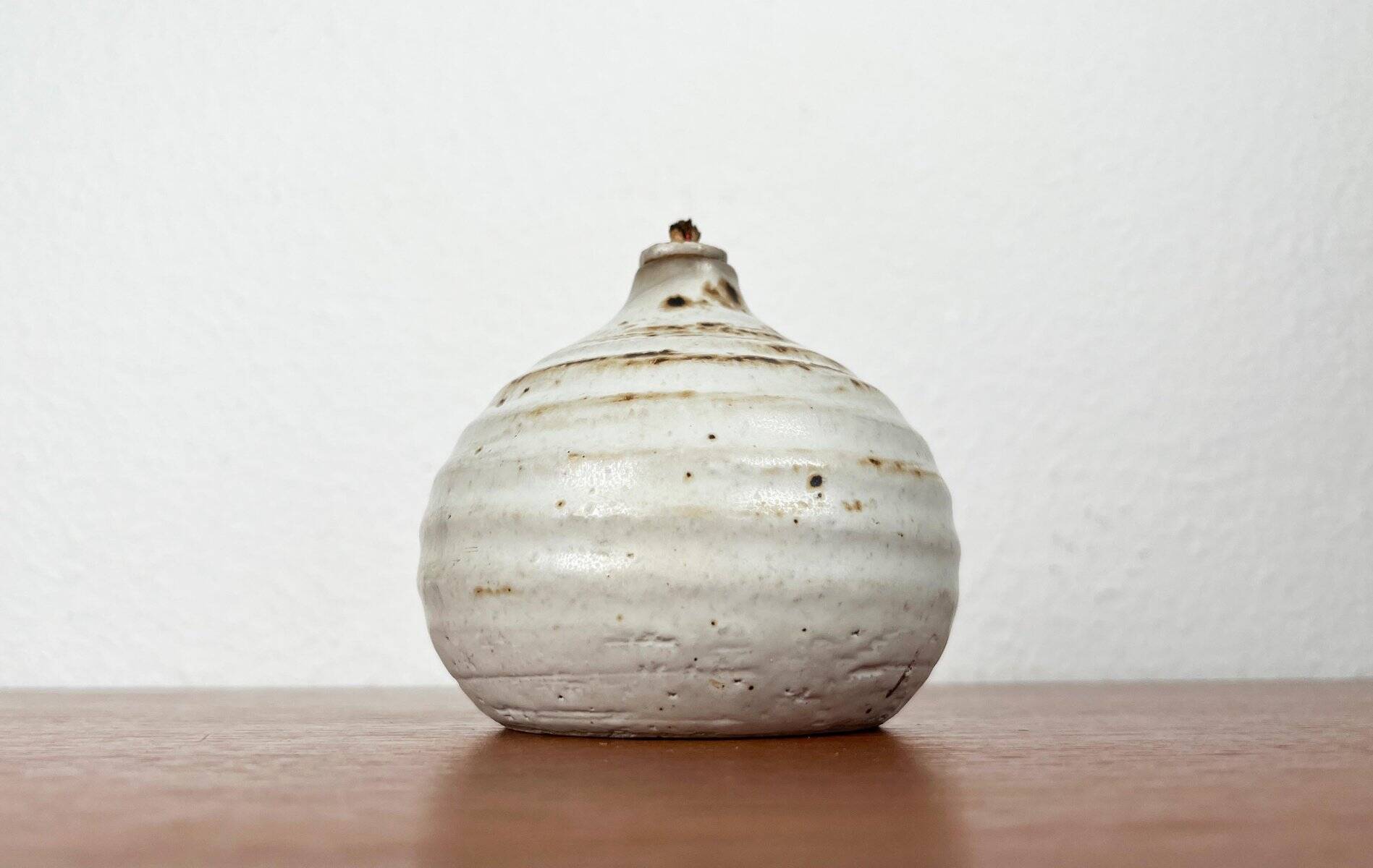 Mid-century modern pottery oil lamp by Ulla Nilsson for Arvika, 1960s.