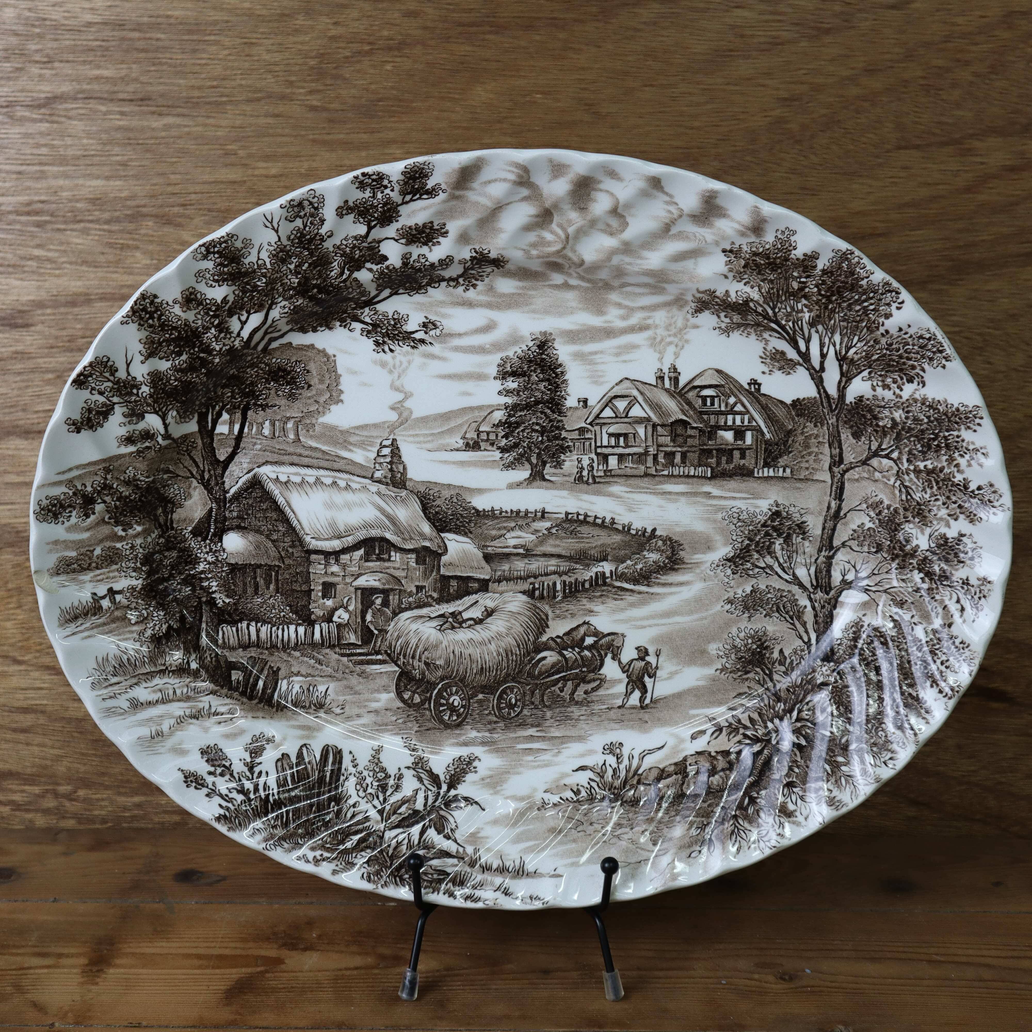 Vintage English Staffordshire 'HAYRIDE' Oval Presentation Dish
