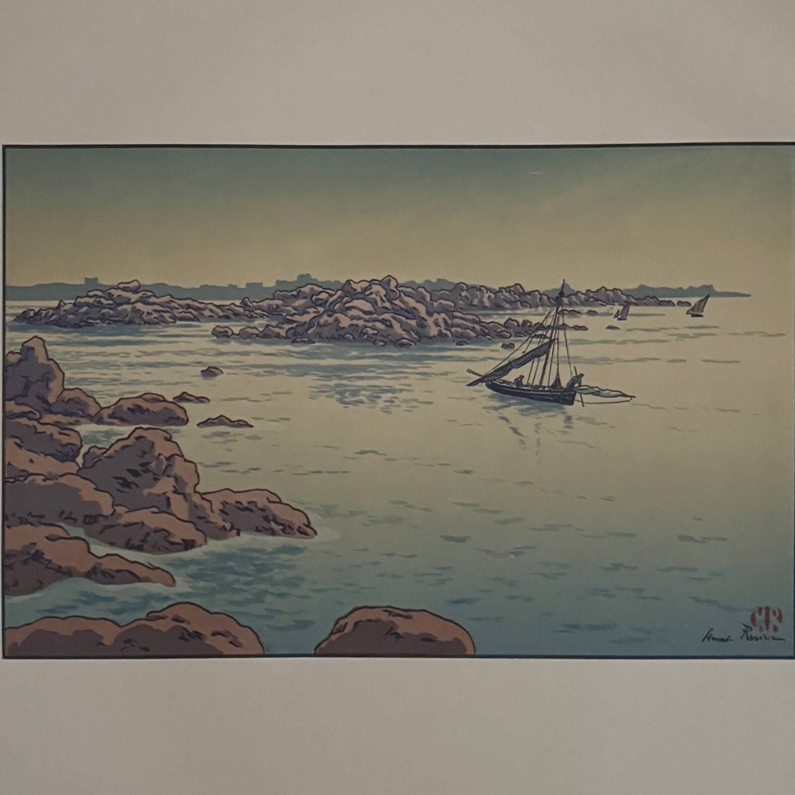 Lithographie par Henri Rivière Entrée du port à Ploumanac'h