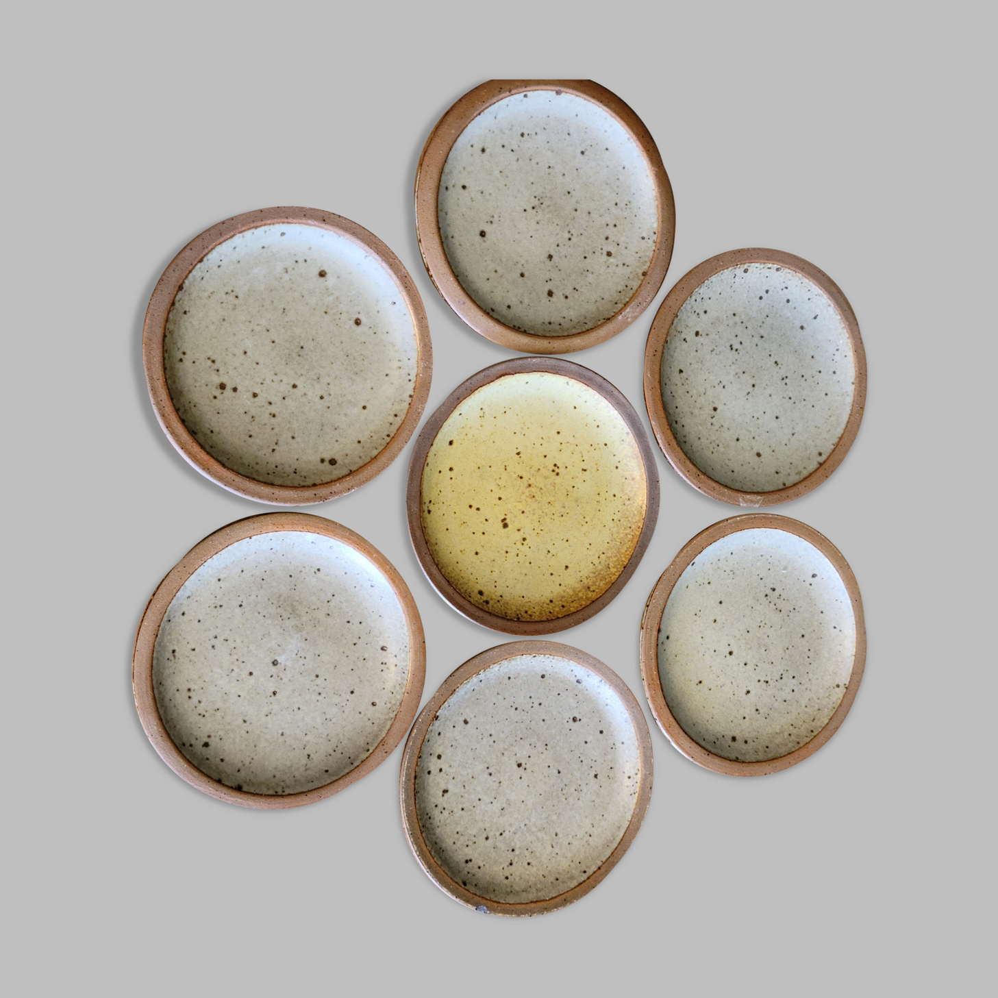 7 coasters / bottle / ceramic cup sandstone signed Le Tesson