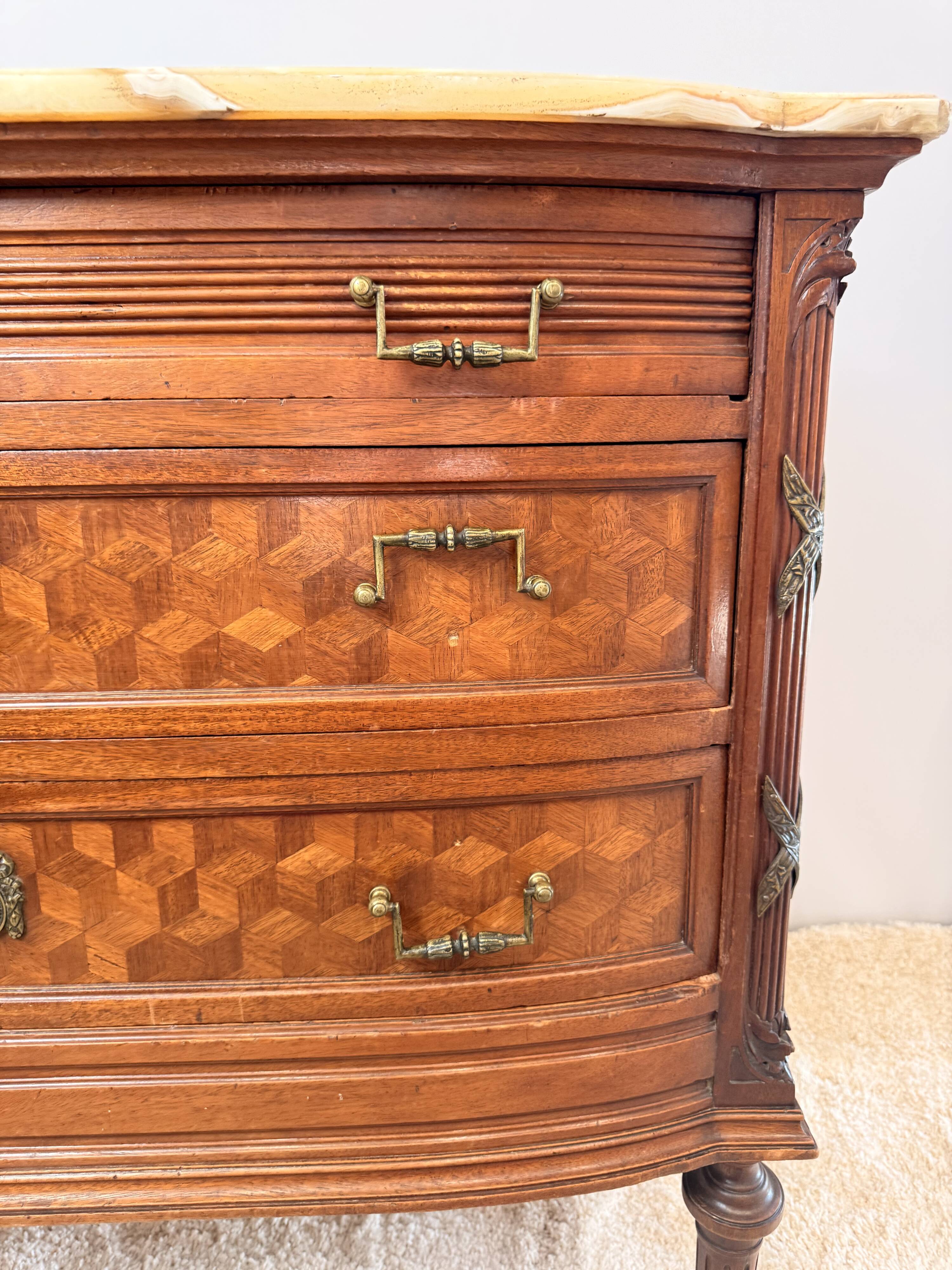 Louis XVI style commode in marquetry – Marble top