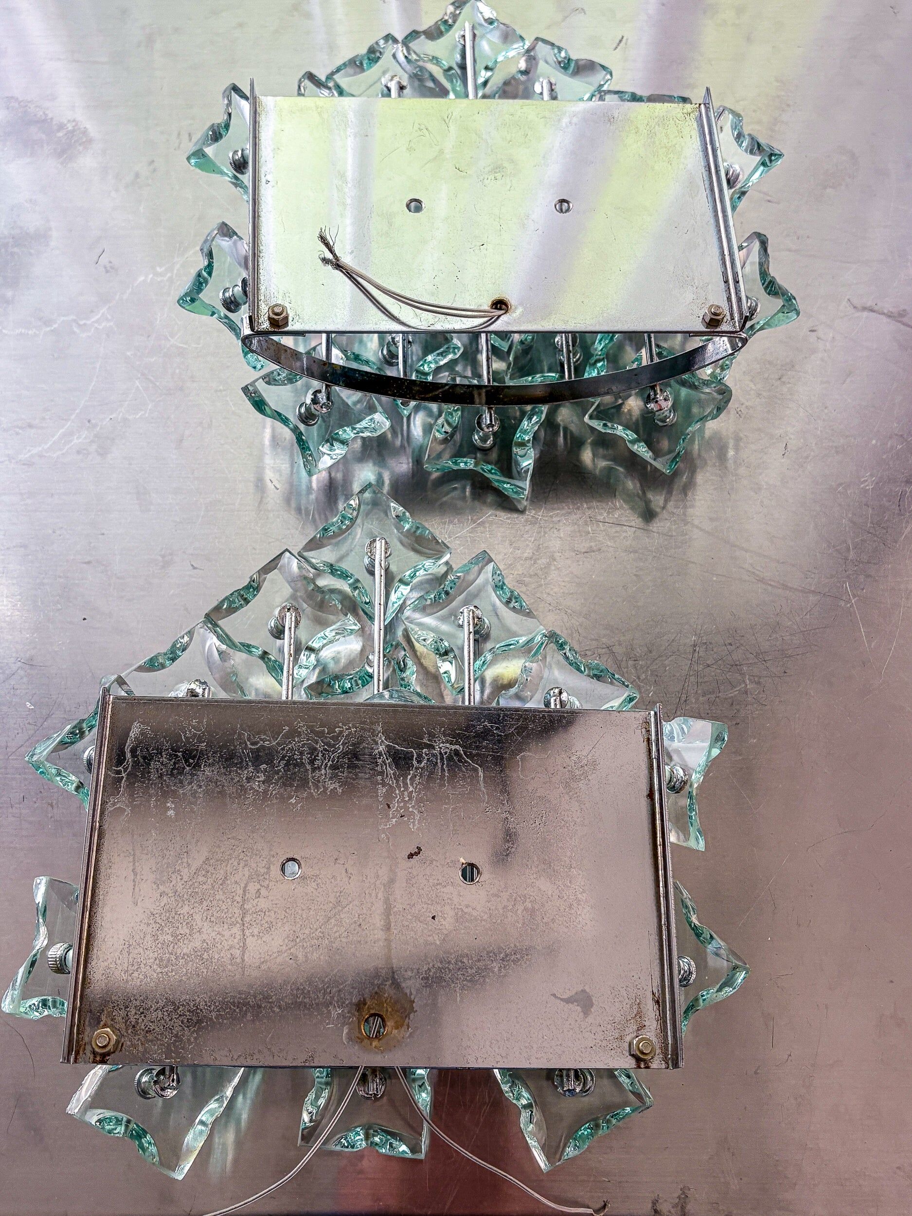 Pair of Murano cut glass wall sconces, Italy, 1970s