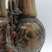 Pair of Antique Cassolettes Vases Louis XVI Style Regule & Red Marble 19
