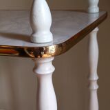 Solid turned wood and formica faux marble shelf to install wood 60s