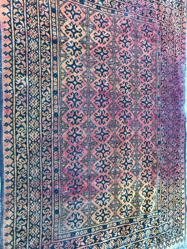 Carpet vintage made afghan turkmen hand 105 x 152 cm