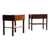 Two Vintage Danish mid-century Teak Bedside Table nightstands, 1960s