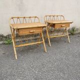 Pair of vintage rattan bedside tables