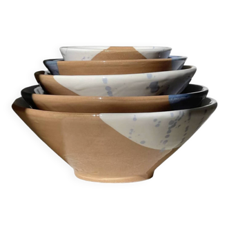 Set de 5 coupelles / lemmi sicilienne bleu blanc terre cuite