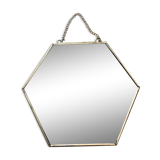 Brass hexagonal mirror 17x15cm