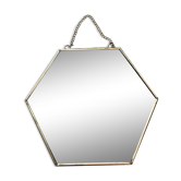 Brass hexagonal mirror 17x15cm