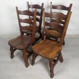 4 brutalist oak chairs