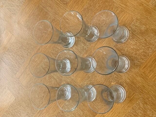 9 glass transparent bistro vintage 1970