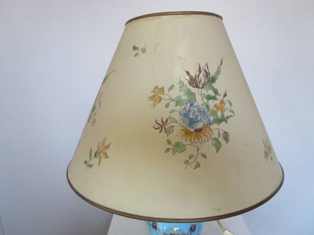 Antique NAP III living room lamp in painted opaline
