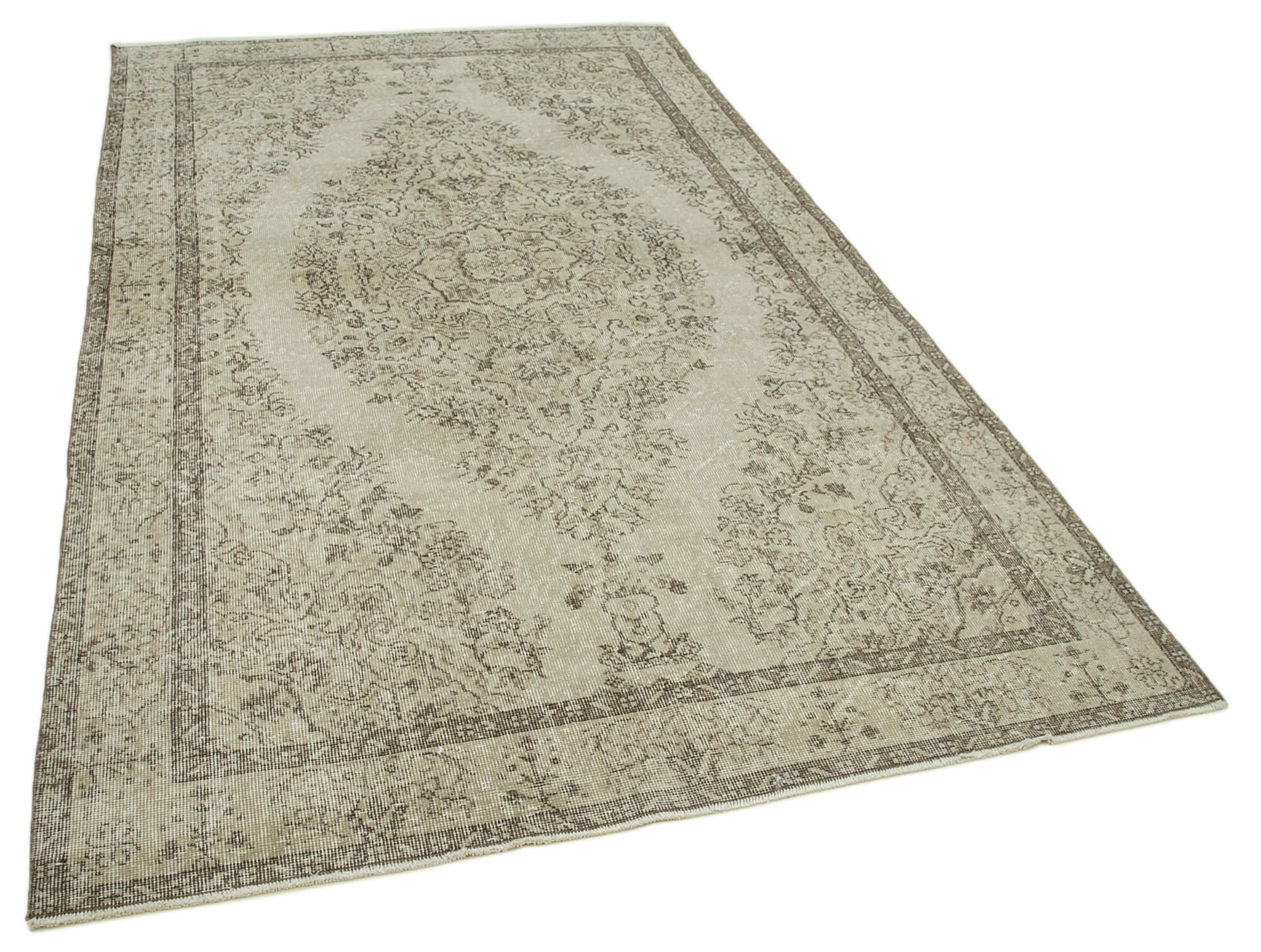 Handmade antique oriental beige carpet 170 cm x 292 cm