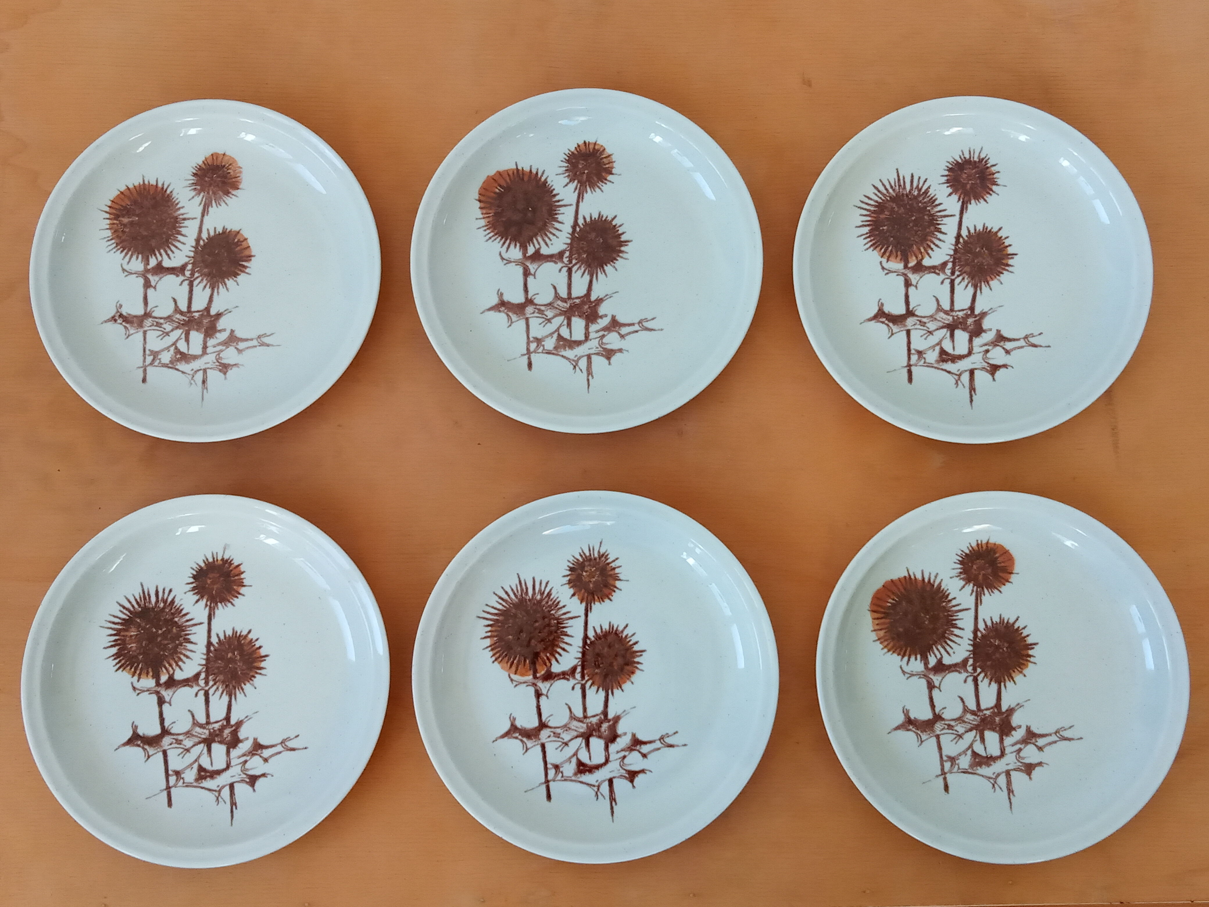 Six sandstone dessert plates