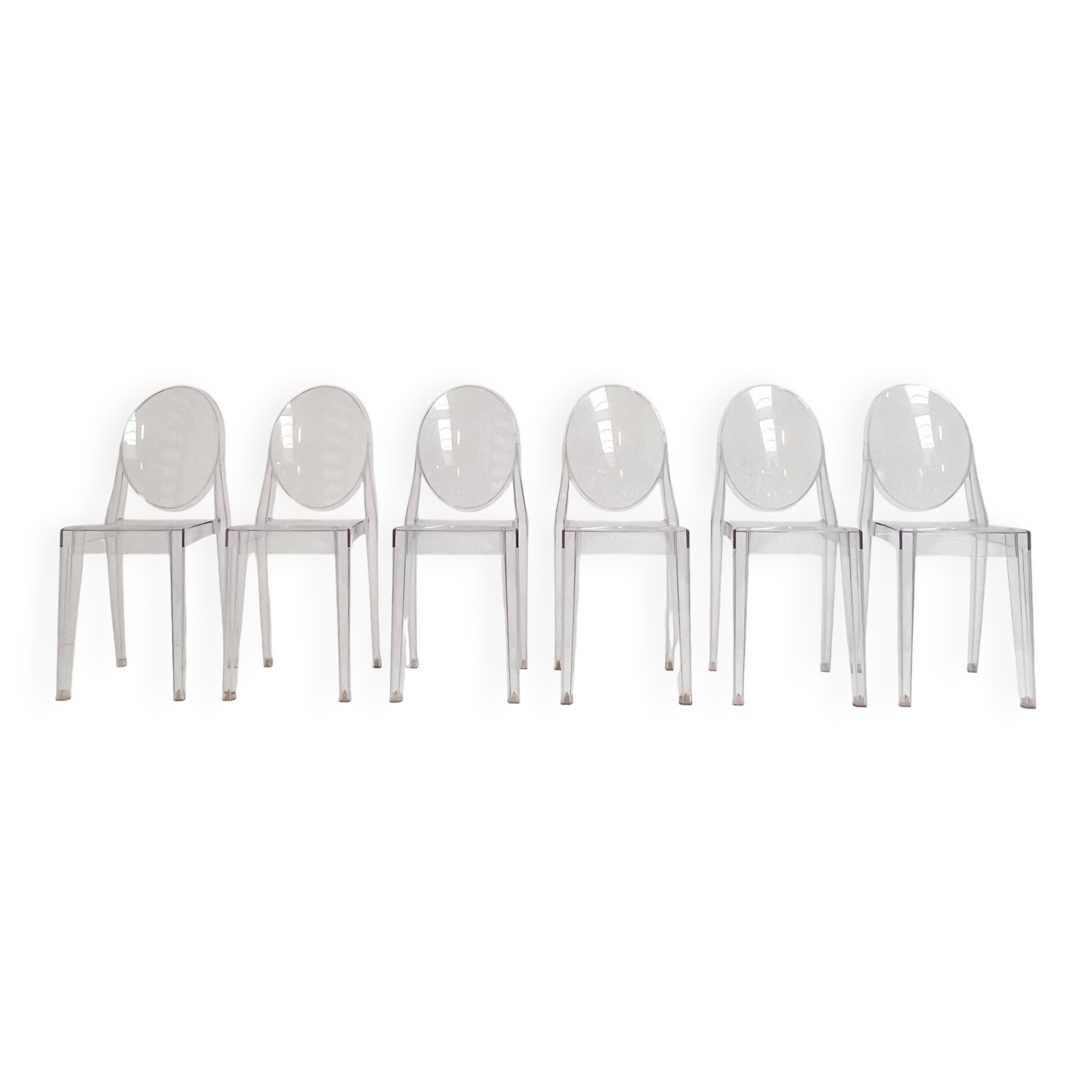 6 Victoria Ghost chairs by Philippe Starck for Kartell, after 2000.