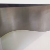 Table basse rectangulaire Space Age vintage en acier et verre fumé