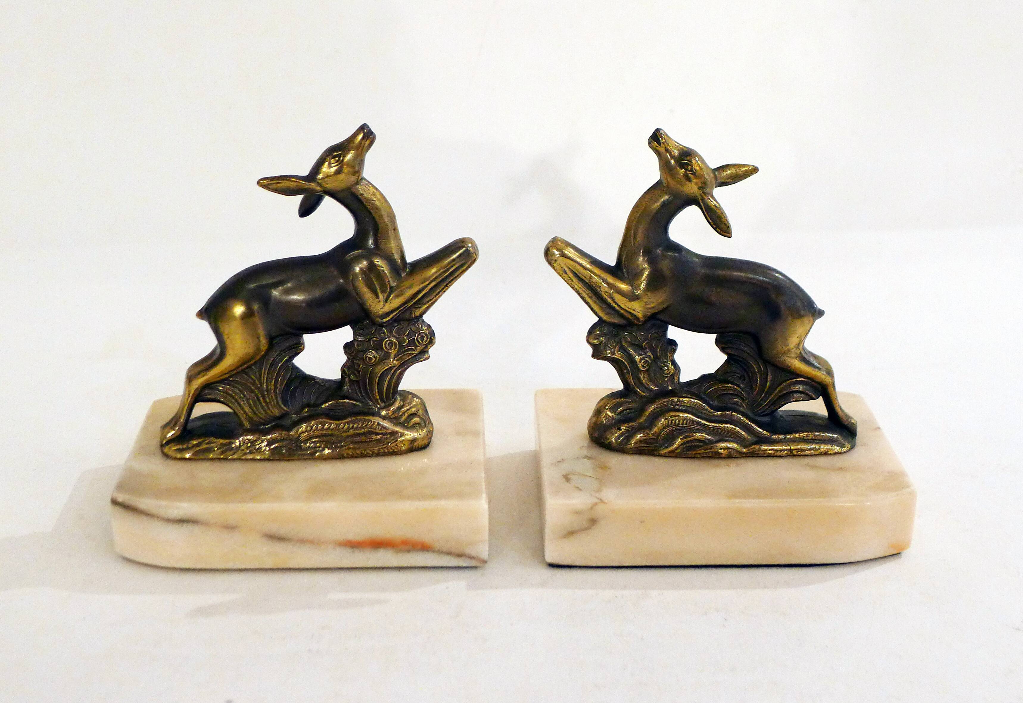 Pair of Art Deco deer book greenhouses