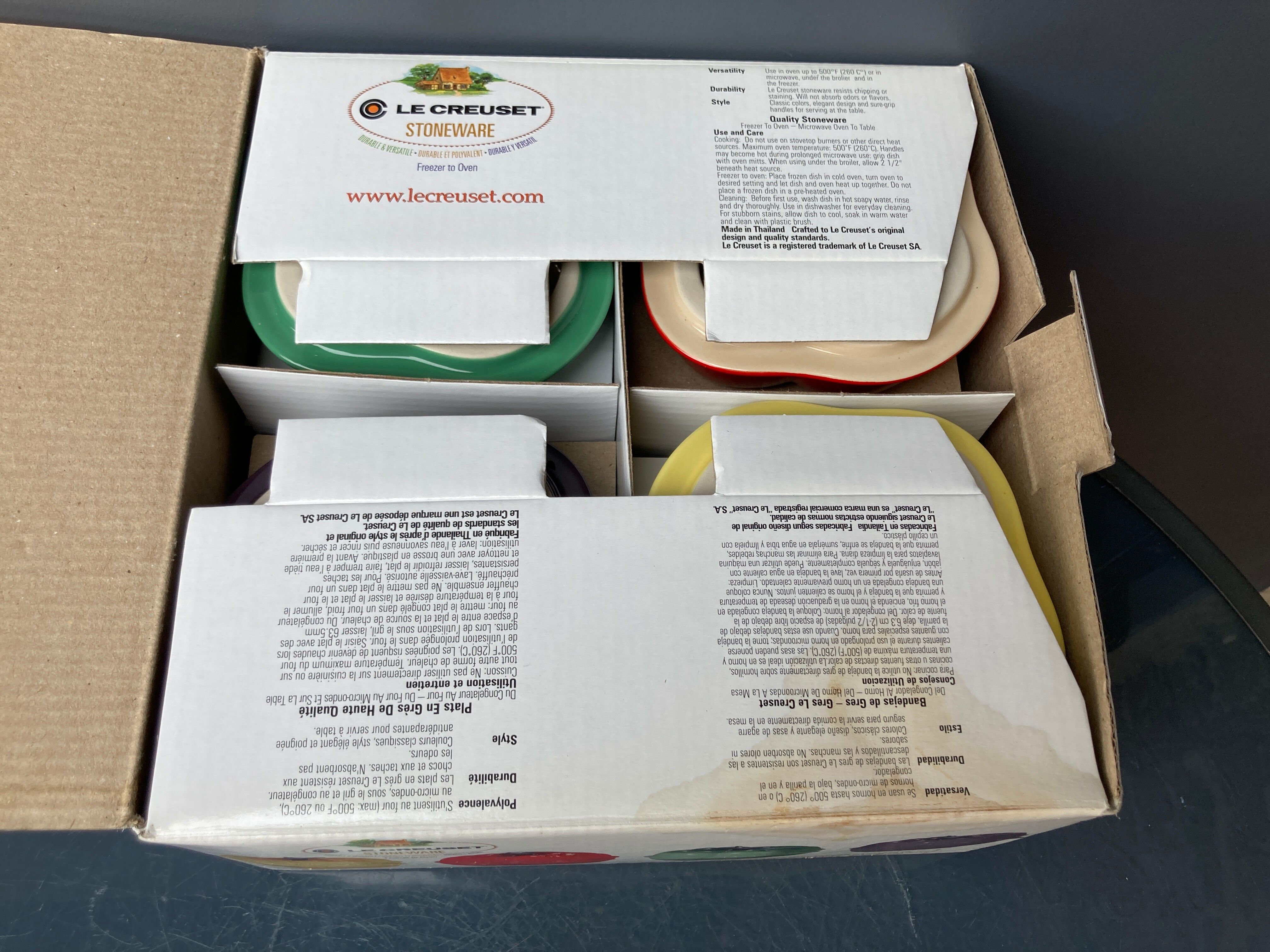 Four Le Creuset ceramic casseroles