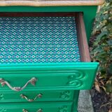 Vintage green oak chest of drawers from the 1960s.