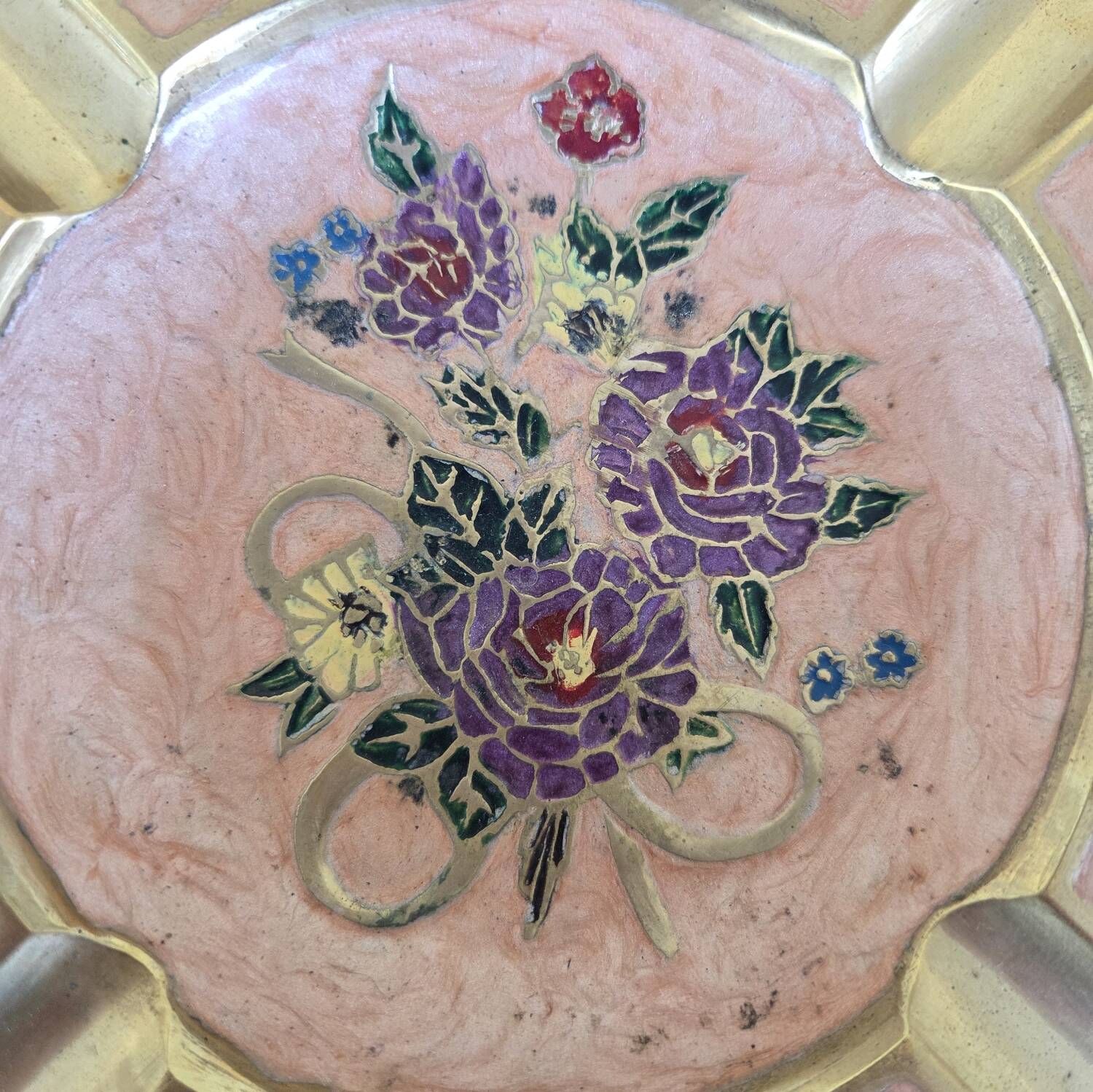 Enamelled bronze ashtray