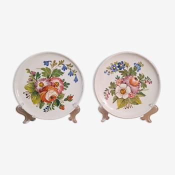 Lot de 2 petites assiettes en faience craquelée de Bassano peintes main