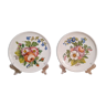 set of 2 small plates in cracked faience of Bassano hand painted