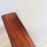Scandinavian armchair with Lelièvre ecru buckle fabric