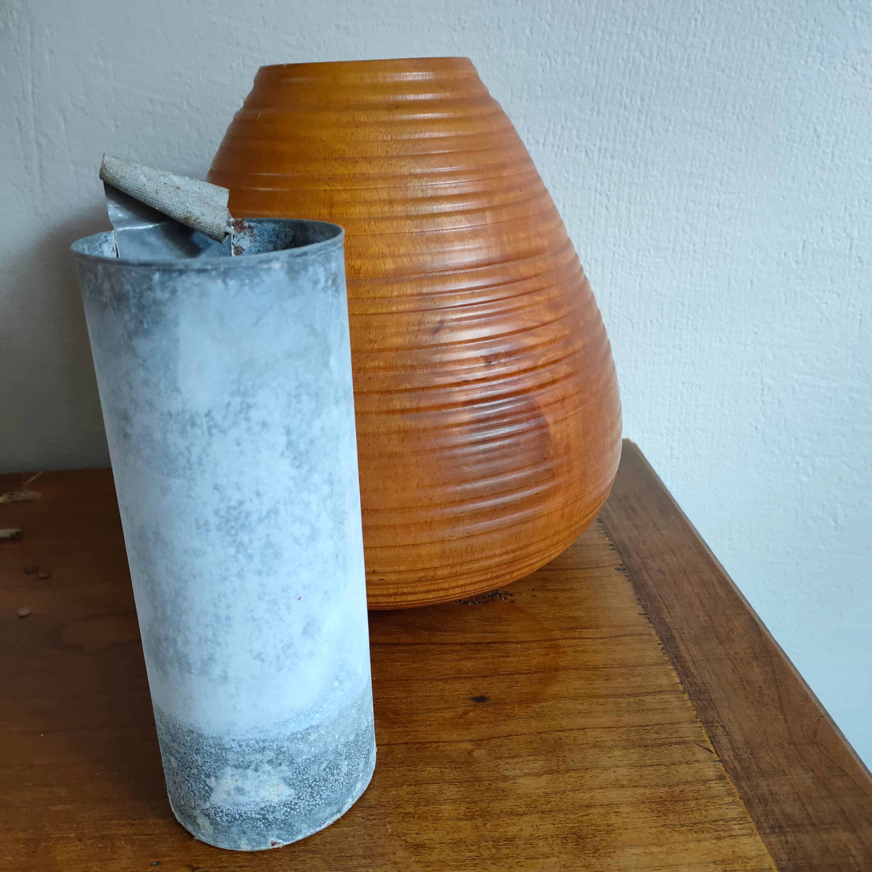 Turned pear wood vase