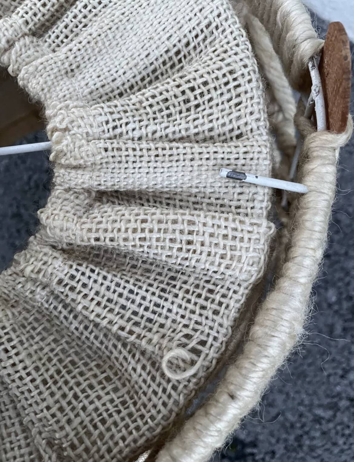 Scandinavian style jute and wood pendant light