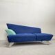Memphis Style 2-Seat Sofa in Blue Microfibre Fabric, Postmodern 1980s Era