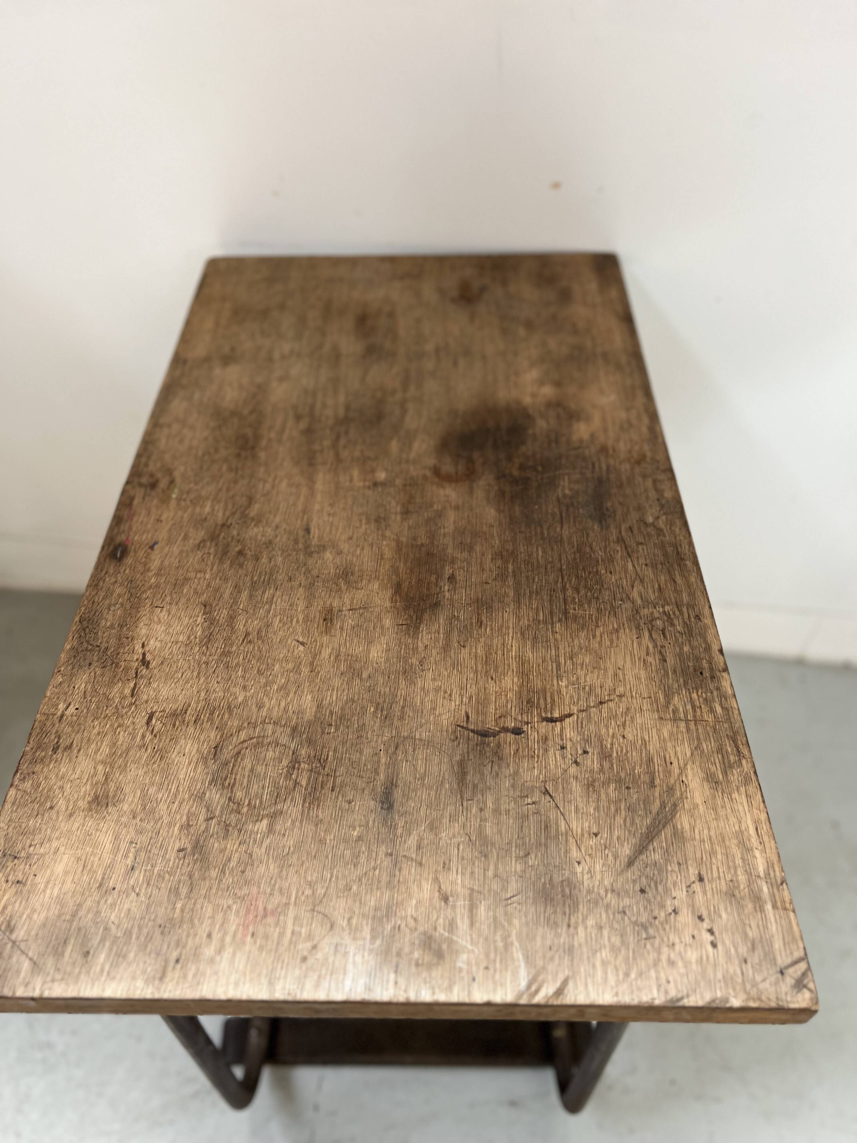 Designer desk in tube and wooden top, 20th century